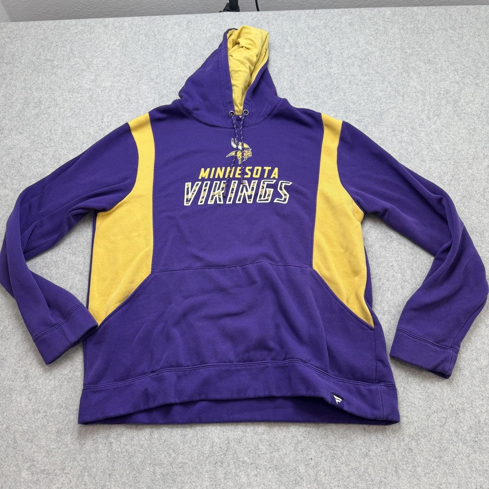 Minnesota Vikings Hoodie Sweatshirt Mens XL Purple NFL Fanatics *TINY HOLE*